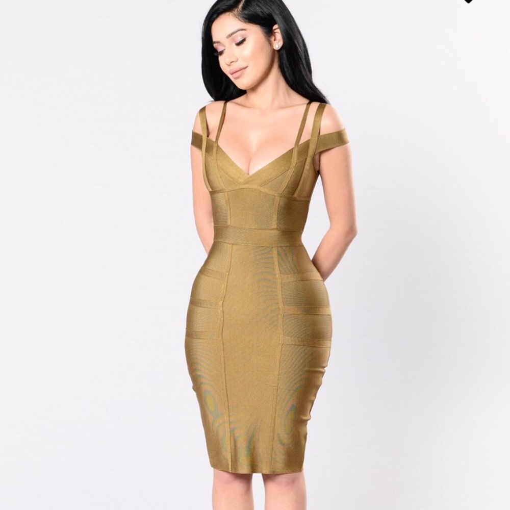 Olive bandage party dress